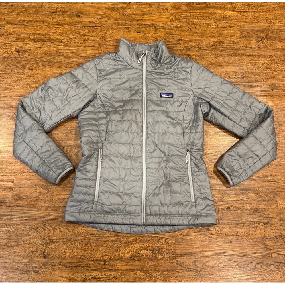 Patagonia Gray Outdoor Hiking Casual Quilted Full Zip Nano Puff Jacket Women's S - Picture 2 of 9